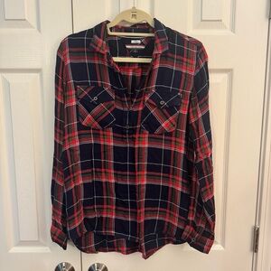 Tommy Hilfiger Navy and Red Plaid Shirt